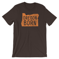 'Oregon Born' Logo in Orange - Unisex Tee - Oregon Born