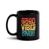 GOOD VIBES ONLY INTERLOCK (VINTAGE SUNSET) - Black Glossy Mug