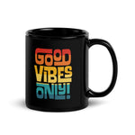 GOOD VIBES ONLY INTERLOCK (VINTAGE SUNSET) - Black Glossy Mug