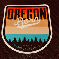 OREGON BORN SHIELD (VINTAGE SUNSET) - Sticker