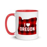 I Heart Oregon "Buffalo Plaid" -Mug with Color Inside
