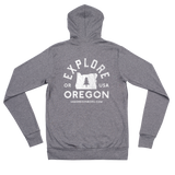 "Explore Oregon" in White - Lightweight Zip Hoodie - Unisex - Oregon Born