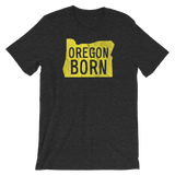 'Oregon Born' Logo in Yellow - Unisex Tee - Oregon Born