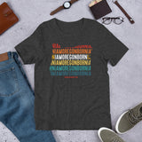 I AM OREGON BORN (Vintage Sunset w/ State Outline) - Short-Sleeve Unisex T-Shirt - Oregon Born