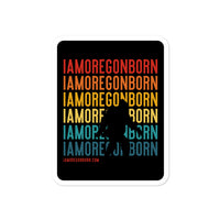 IAMOREGONBORN (Vintage Sunset w/ Bigfoot) - Bubble-Free Stickers - Oregon Born