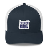 Original 'Oregon Born" Logo Trucker Cap - Navy & White - Oregon Born