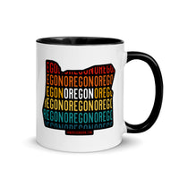 OREGON (Vintage Sunset w/ State Outline) - Mug with Color Inside