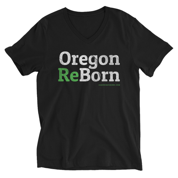 Oregon ReBorn - Unisex Short Sleeve V-Neck T-Shirt - Oregon Born