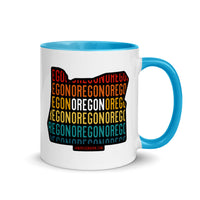 OREGON (Vintage Sunset w/ State Outline) - Mug with Color Inside