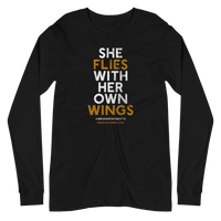 "She Flies" State Motto with Wings - Unisex Long Sleeve Tee - Oregon Born