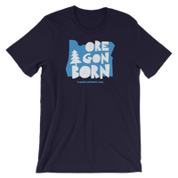 Oregon Born "Handcrafted" in Blue - Short-Sleeve Unisex T-Shirt - Oregon Born