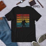 IAMOREGONBORN (Vintage Sunset w/ Bigfoot) - Short-Sleeve Unisex T-Shirt - Oregon Born