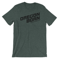 Oregon Born - Slant Text Bold -Unisex Tee (Black) - Oregon Born