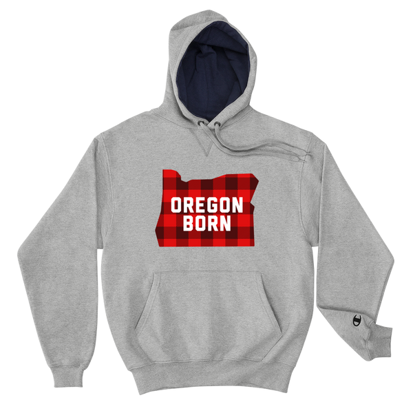Oregon Born "Buffalo Plaid" - Champion Hoodie - Oregon Born