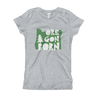 Oregon Born "Handcrafted" in Green - Girl's T-Shirt - Oregon Born
