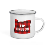 I Heart Oregon "Buffalo Plaid" - Enamel Mug