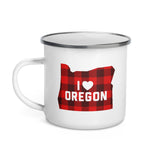 I Heart Oregon "Buffalo Plaid" - Enamel Mug