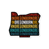 OREGON BORN (Vintage Sunset w/ State Outline) - Bubble-Free Stickers - Oregon Born