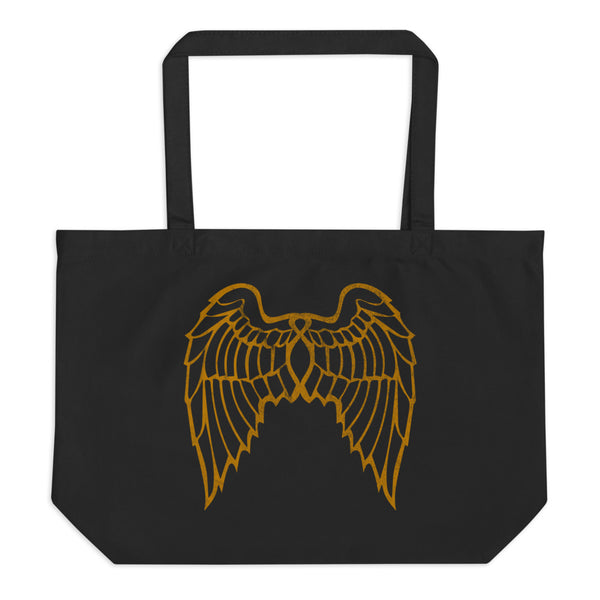 "She Flies" State Motto with Wings (Double Sided) - Large Organic Tote Bag - Oregon Born