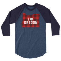 I Heart Oregon "Buffalo Plaid" - 3/4 Sleeve Raglan Shirt - Oregon Born