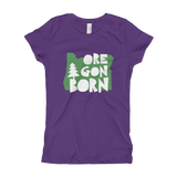 Oregon Born "Handcrafted" in Green - Girl's T-Shirt - Oregon Born