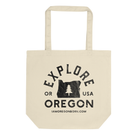 Explore Oregon in Black - Eco Tote Bag - Oregon Born