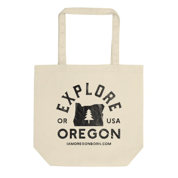 Explore Oregon in Black - Eco Tote Bag - Oregon Born