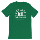 "Explore Oregon" in White - Short-Sleeve Unisex T-Shirt - Oregon Born