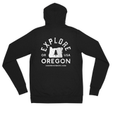 "Explore Oregon" in White - Lightweight Zip Hoodie - Unisex - Oregon Born