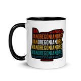 OREGONIAN (Vintage Sunset w/ State Outline) - Mug with Color Inside