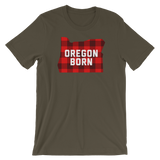 Oregon Born "Buffalo Plaid" - Short-Sleeve Unisex T-Shirt - Oregon Born
