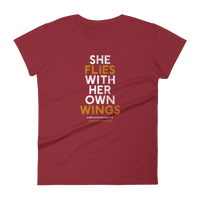 "She Flies" State Motto with Wings -Women's Short Sleeve T-Shirt - Oregon Born