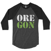 Oregon Born - "ORE-GON" - 3/4 Sleeve Raglan Shirt - Oregon Born