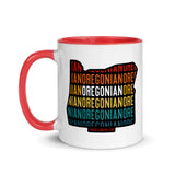 OREGONIAN (Vintage Sunset w/ State Outline) - Mug with Color Inside