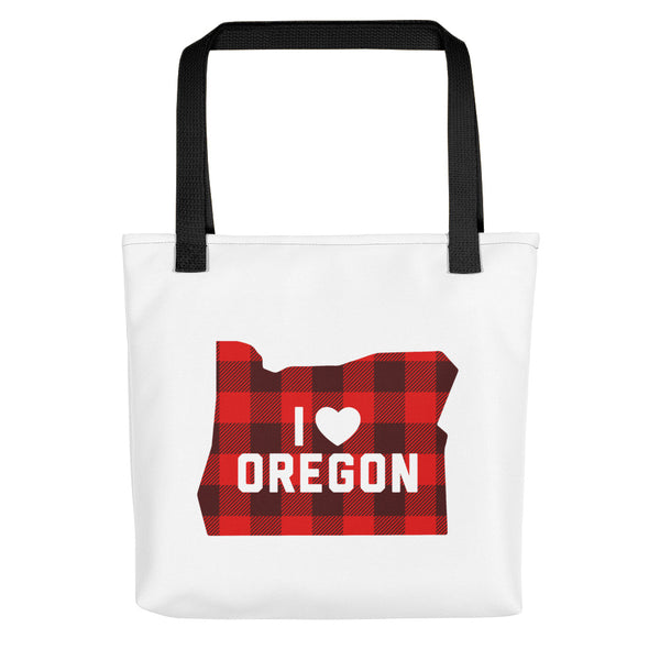 I Heart Oregon "Buffalo Plaid" - Tote Bag - Oregon Born