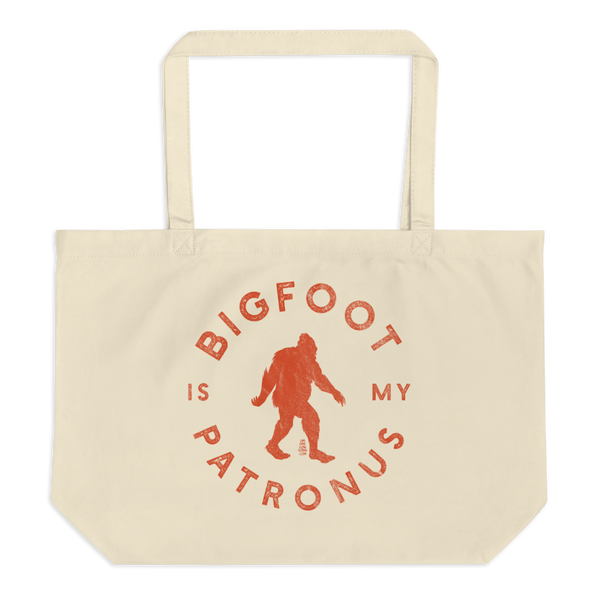 "Bigfoot Is My Patronus" - Large Organic Tote Bag - Oregon Born