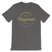 OREGON "BORN AND RAISED" (Round) - Short-Sleeve Unisex T-Shirt - Oregon Born