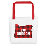I Heart Oregon "Buffalo Plaid" - Tote Bag - Oregon Born