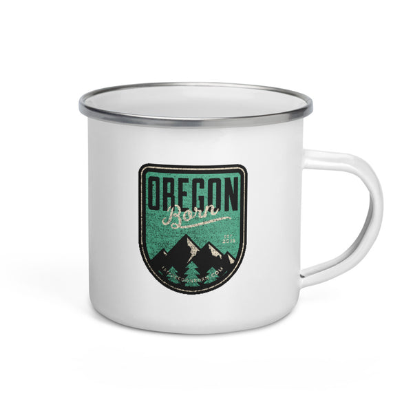 Oregon Born - Mint & Mountains - Enamel Mug