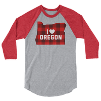 I Heart Oregon "Buffalo Plaid" - 3/4 Sleeve Raglan Shirt - Oregon Born