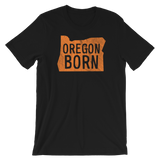 'Oregon Born' Logo in Orange - Unisex Tee - Oregon Born