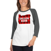 Oregon Born "Buffalo Plaid" -  3/4 Sleeve Raglan Shirt - Oregon Born
