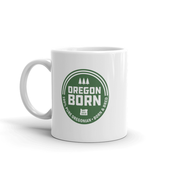 'Oregon Born' Round Logo - Ceramic Mug - Oregon Born