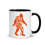 Oregon Born -"Bigfoot" in Orange - Mug with Color Inside