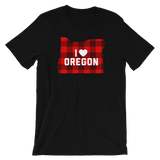 I Heart Oregon "Buffalo Plaid" - Short-Sleeve Unisex T-Shirt - Oregon Born
