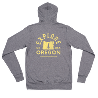 "Explore Oregon" in Yellow - Lightweight Zip Hoodie - Unisex - Oregon Born