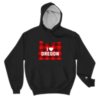 I Heart Oregon "Buffalo Plaid" - Champion Hoodie - Oregon Born