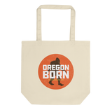 Oregon Born - Bigfoot in Orange Circle - Eco Tote Bag - Oregon Born