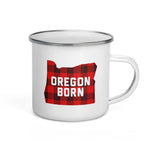 Oregon Born "Buffalo Plaid" - Enamel Mug
