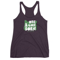 Oregon Born "Handcrafted" in Green - Women's Racerback Tank - Oregon Born